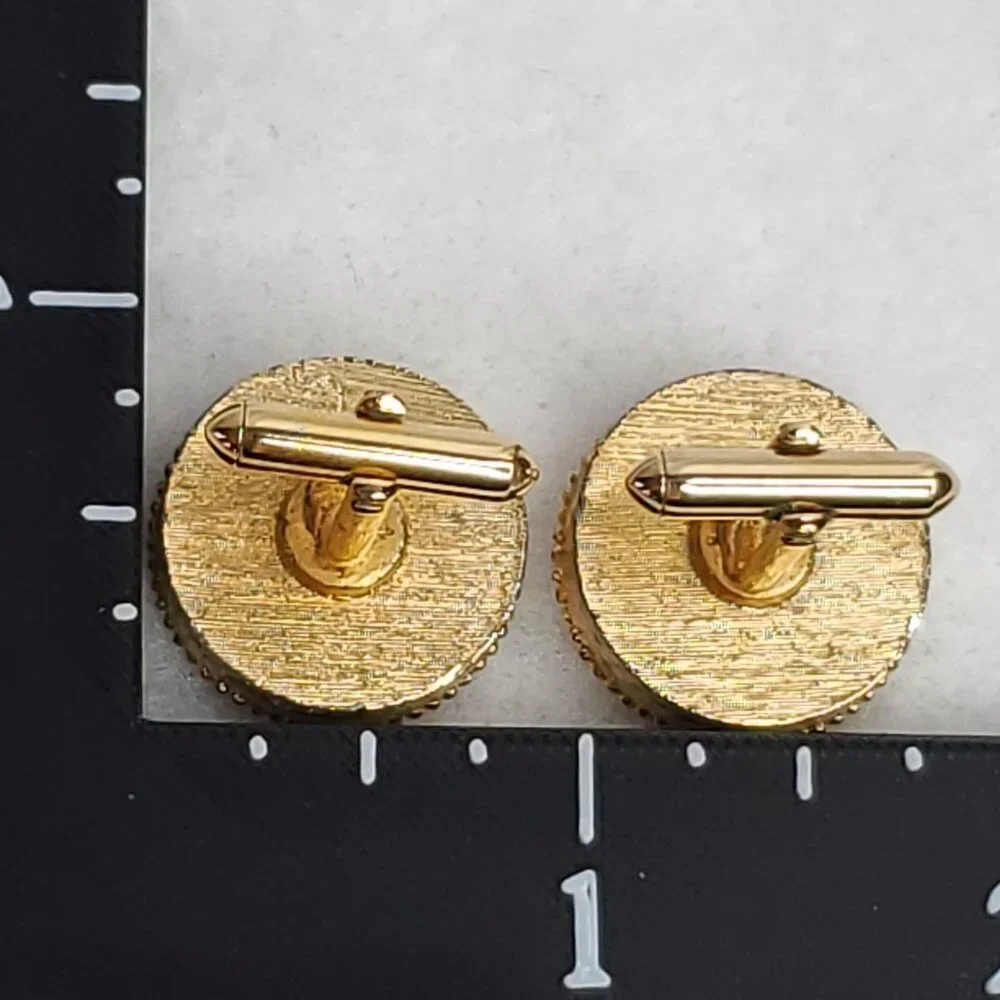 Vintage Rivoli Cufflinks Gold Tone Blue Rhinestone Sparkles